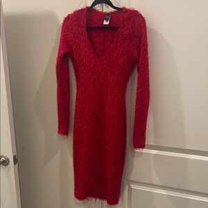 Elegant Red Long-Sleeve Dress